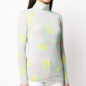 Ireneisgood Mesh Top in Mint Leopard Small NWT